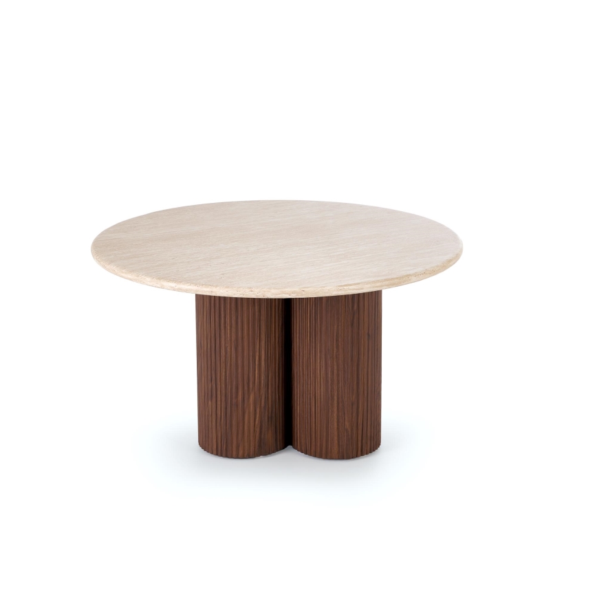 Sohvapöytä CALDO, halkaisija 80 cm, ruskea/beige