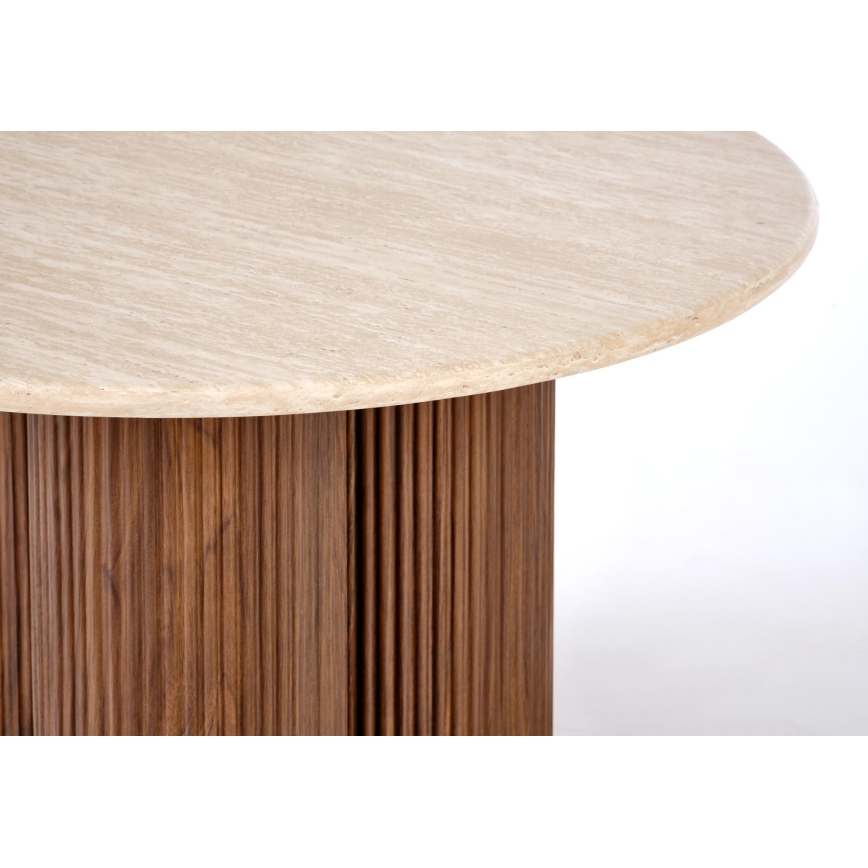 Sohvapöytä CALDO, halkaisija 80 cm, ruskea/beige