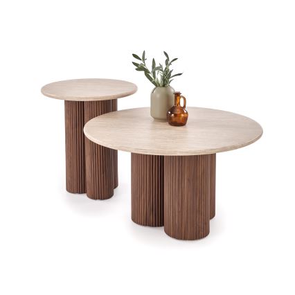 Sohvapöytä CALDO, halkaisija 80 cm, ruskea/beige