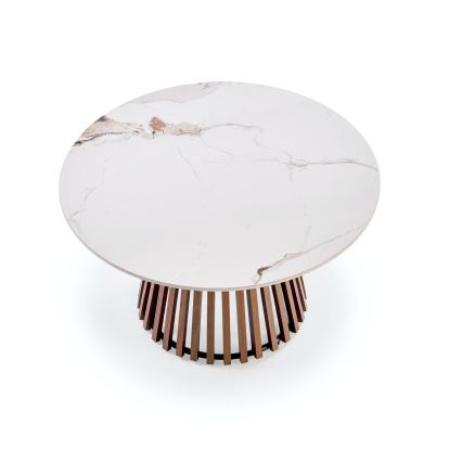 Sohvapöytä CARINA, Ø 80 cm, ruskea/valkoinen/marmorin kuosi