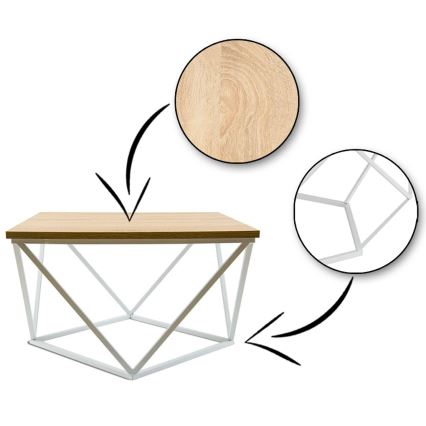 Sohvapöytä CURVED 60x60 cm valkoinen/beige