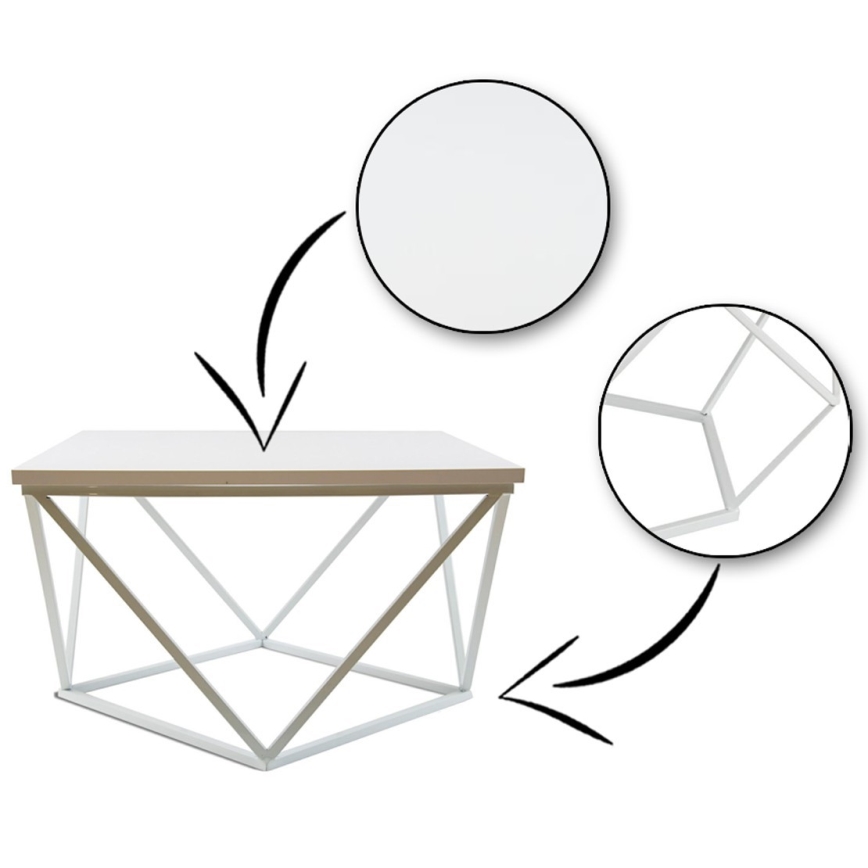 Sohvapöytä CURVED 60x60 cm valkoinen