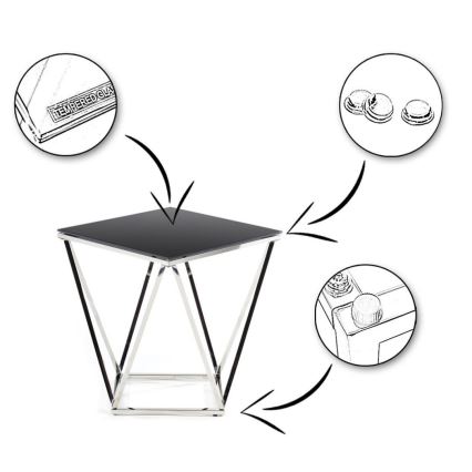 Sohvapöytä DIAMANTA 50x50 cm kiiltävä kromi/musta