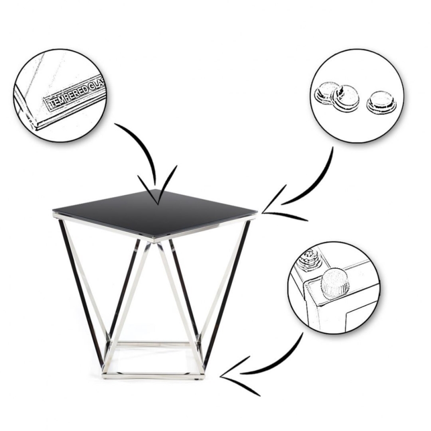 Sohvapöytä DIAMANTA 50x50 cm kiiltävä kromi/musta