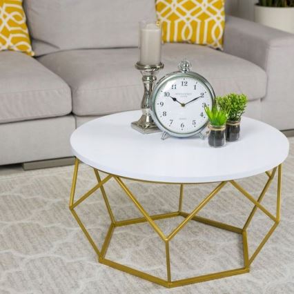 Sohvapöytä DIAMOND 40x70 cm kulta/valkoinen