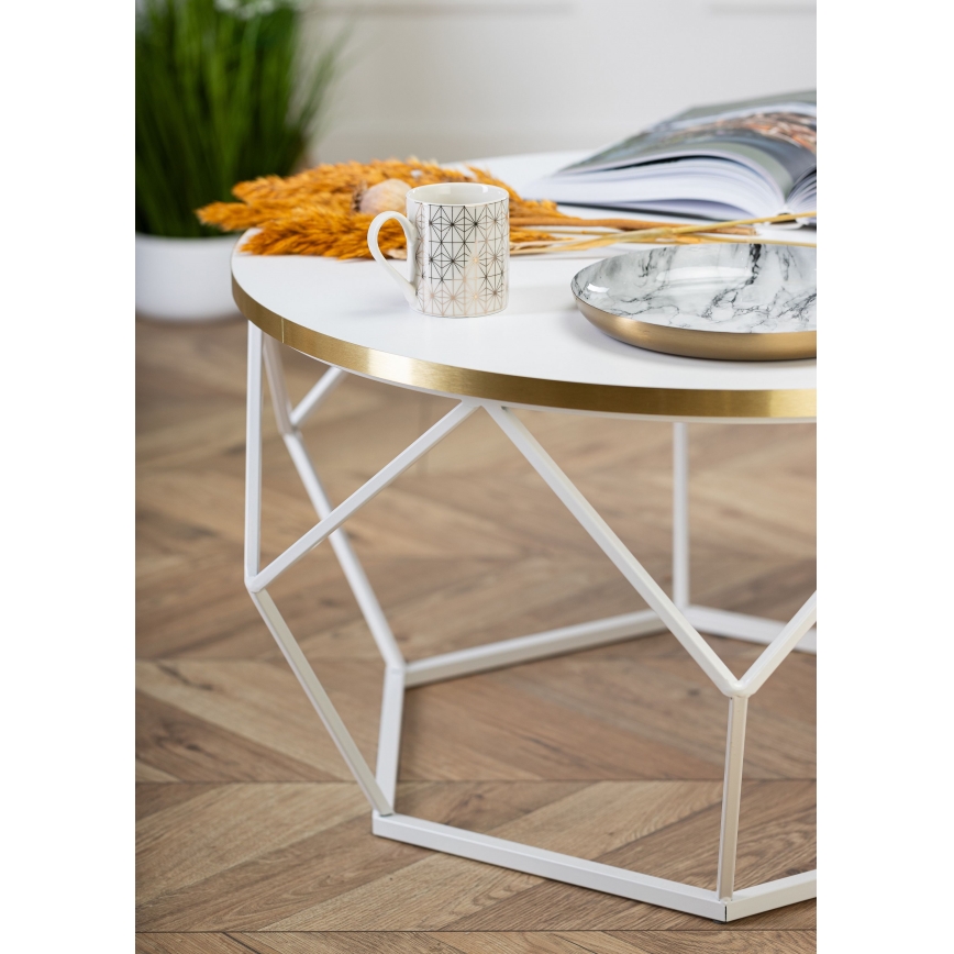 Sohvapöytä DIAMOND 40x70 cm kulta/valkoinen
