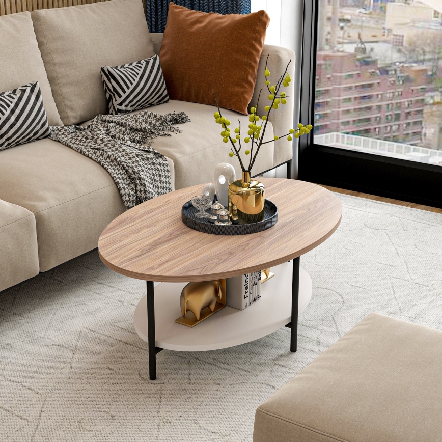 Sohvapöytä ELIS 36x90 cm tammi/valkoinen