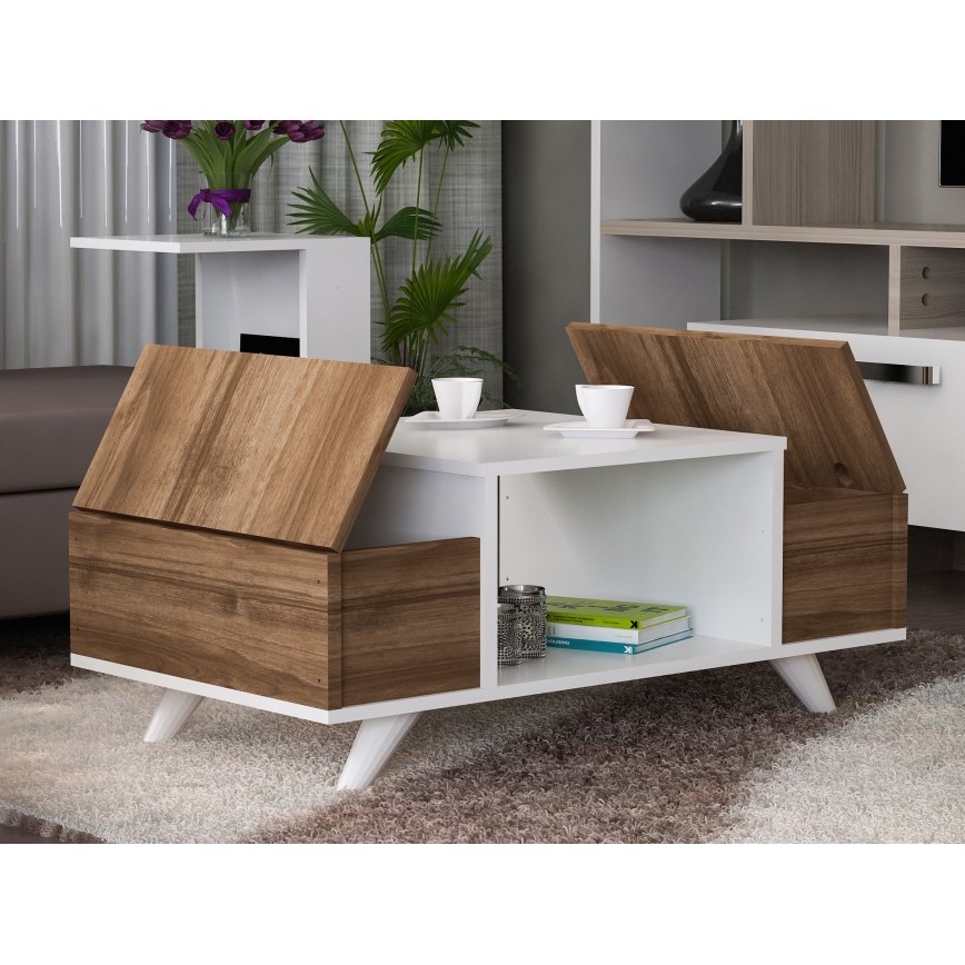 Sohvapöytä ERIBERTO 43,8x90 cm ruskea/valkoinen