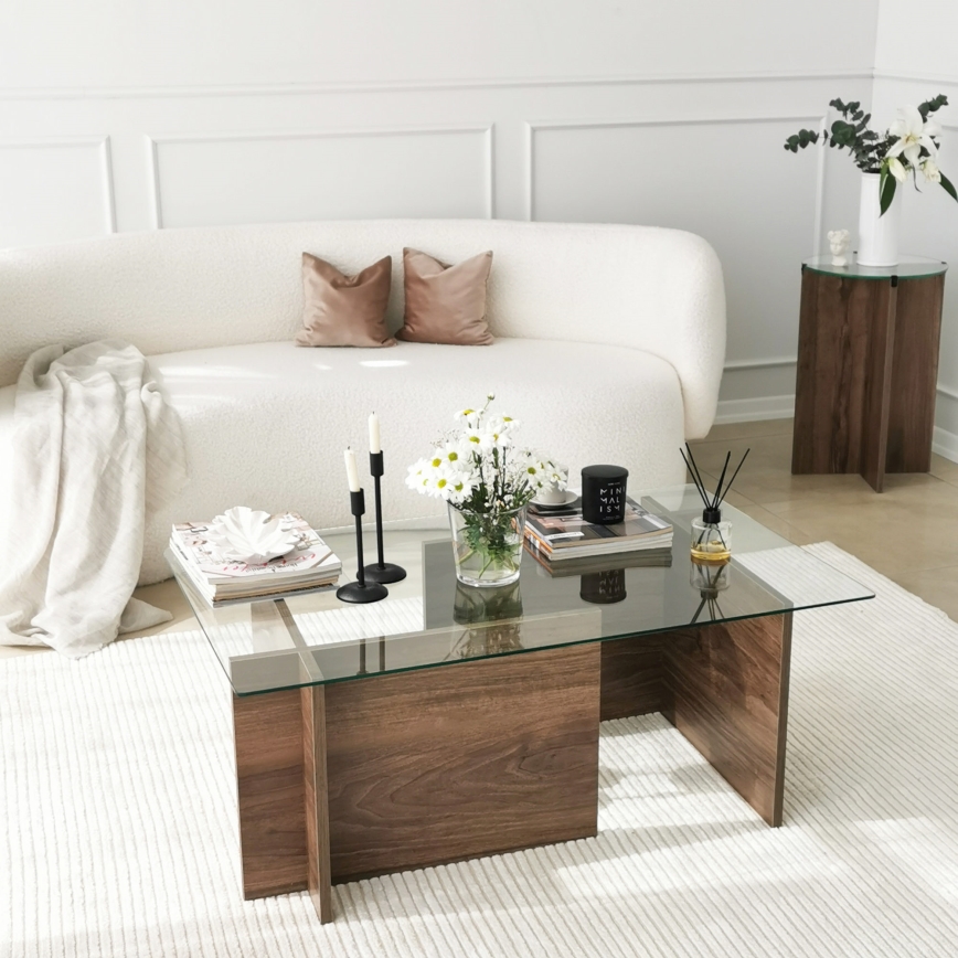 Sohvapöytä ESCAPE 40x105 cm ruskea/läpinäkyvä