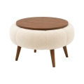 Sohvapöytä FELPO, halkaisija 45 cm, beige/pähkinä