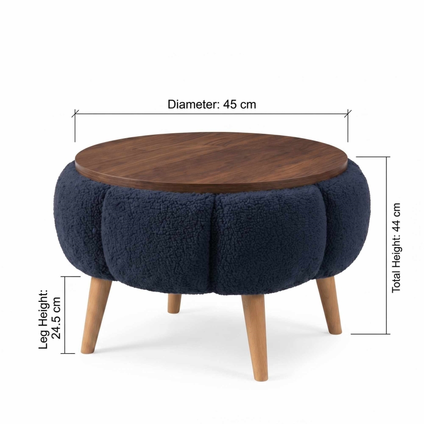 Sohvapöytä FELPO, Ø 45 cm, sininen/pähkinä