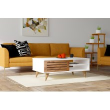 Sohvapöytä GRANDE 42x100 cm valkoinen/ruskea