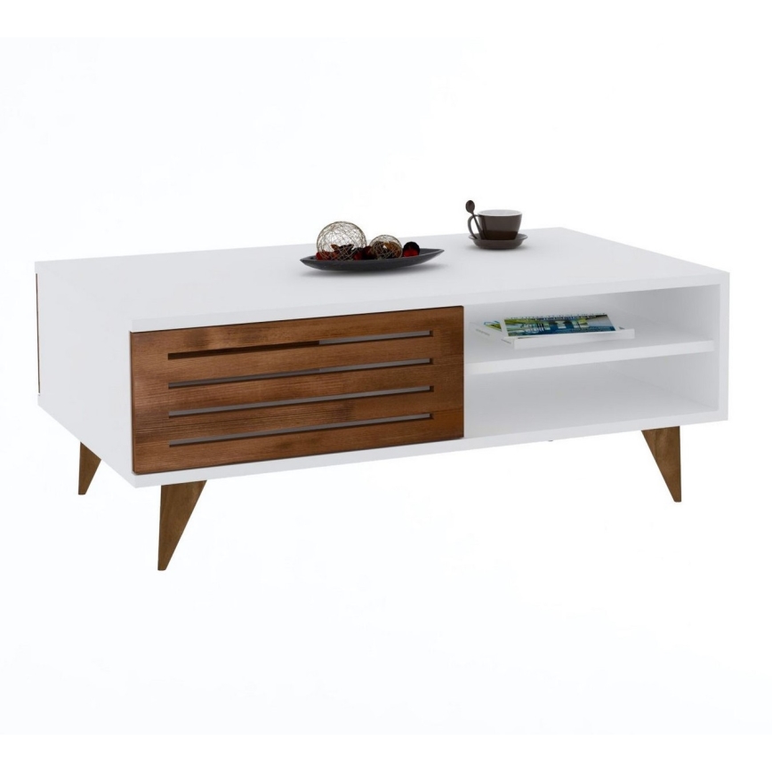 Sohvapöytä GRANDE 42x100 cm valkoinen/ruskea