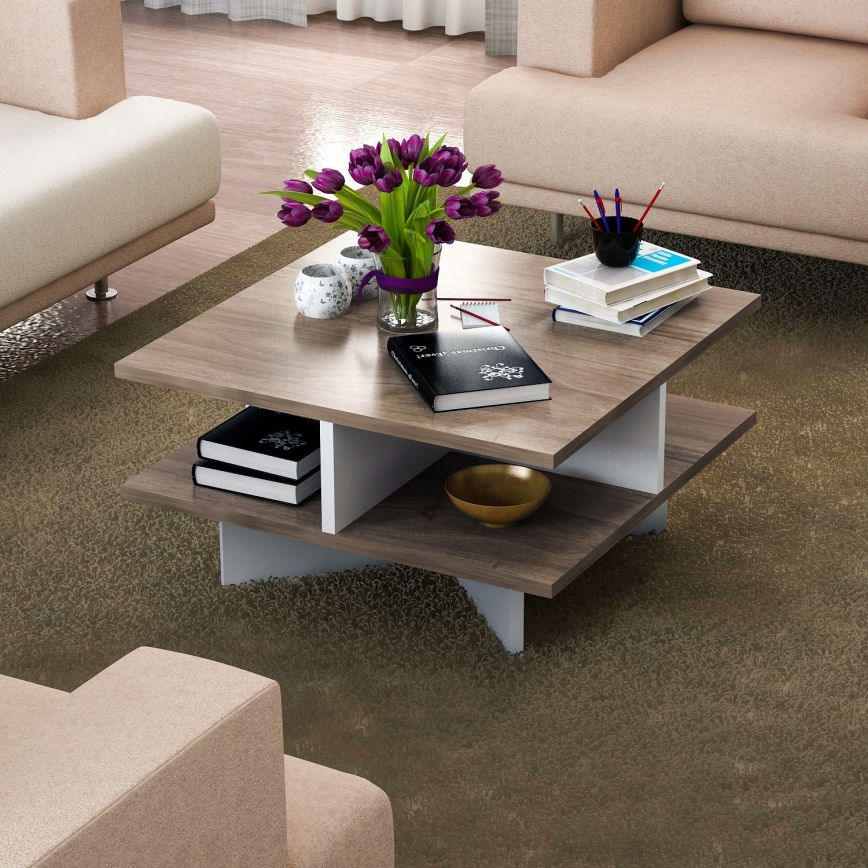 Sohvapöytä HAMTON 31,2x60 cm ruskea/valkoinen