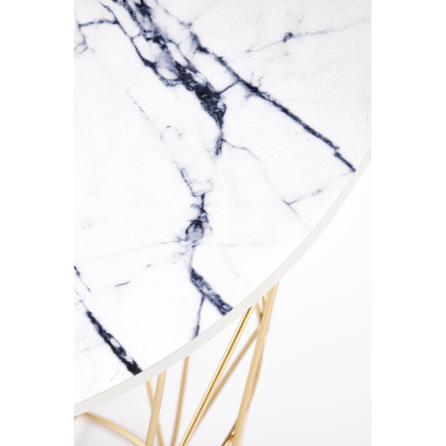 Sohvapöytä HARISSA 41x42 cm kulta/valkoinen marmorinen sisustus