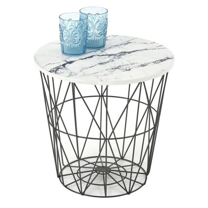 Sohvapöytä HARISSA 41x42 cm musta/valkoinen marmorinen sisustus