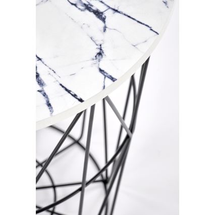 Sohvapöytä HARISSA 41x42 cm musta/valkoinen marmorinen sisustus
