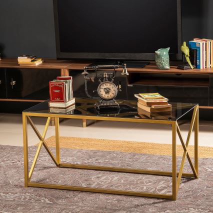 Sohvapöytä ILIOMAR 46,6x94 cm kulta/musta