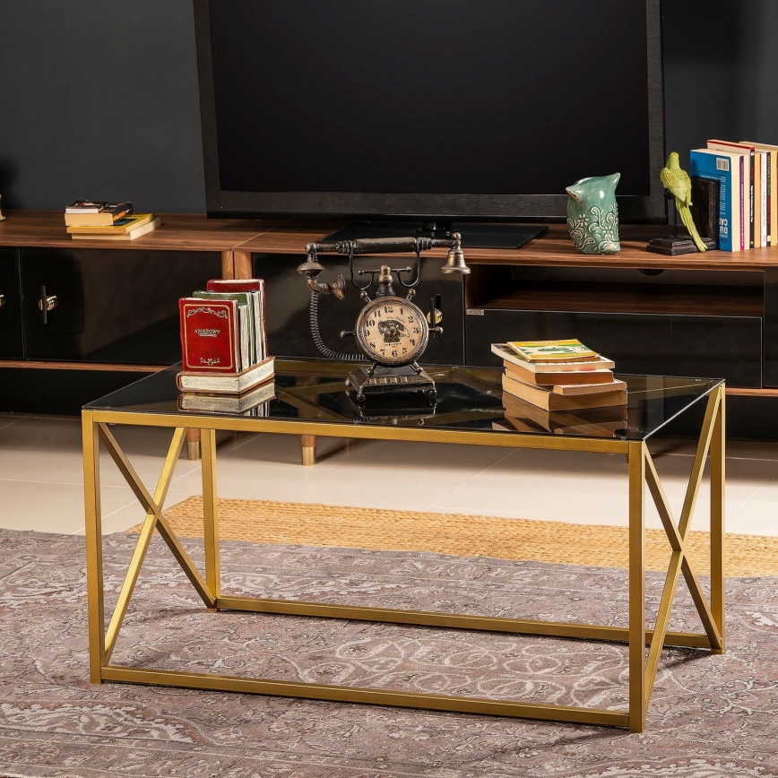 Sohvapöytä ILIOMAR 46,6x94 cm kulta/musta