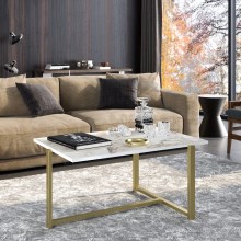 Sohvapöytä MERIDETHS 45x92 cm kulta/valkoinen