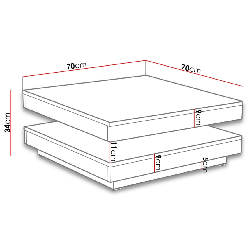 Sohvapöytä NENANI 34x70 cm valkoinen