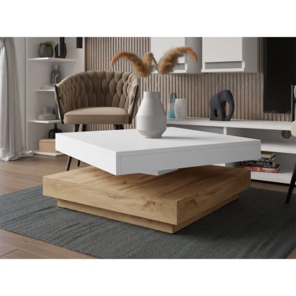 Sohvapöytä NENANI 34x70 cm valkoinen/tammi wotan