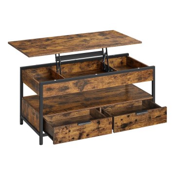 Sohvapöytä NYRO nostettavalla pöytälevyllä ruskea/musta