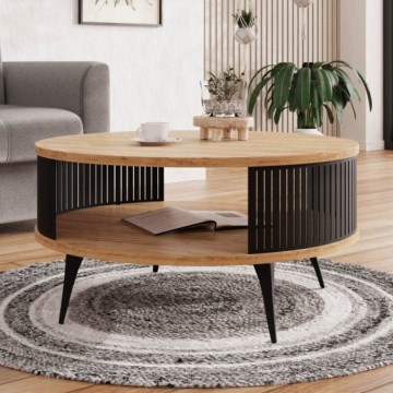 Sohvapöytä ROENNI 44x75 cm musta/kultainen tammi