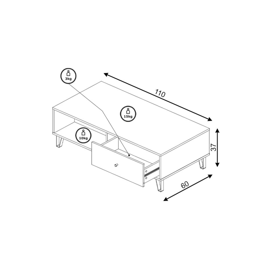 Sohvapöytä SULA craft-tammi/musta