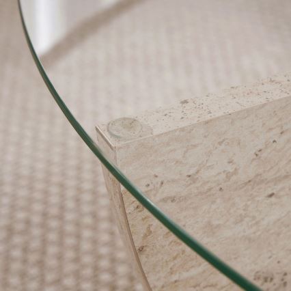 Sohvapöytä VERE Ø 90 cm beige/läpinäkyvä