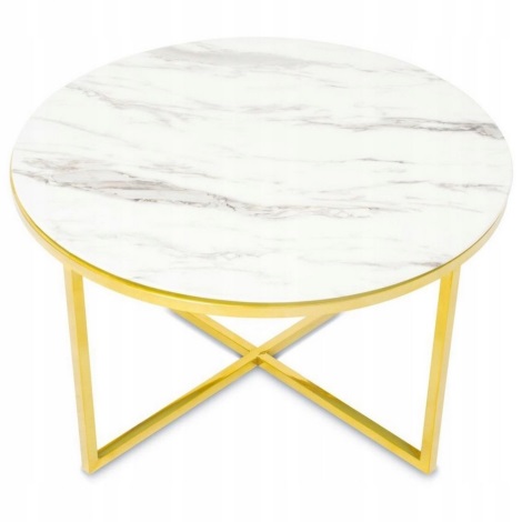 Sohvapöytä VERTIGO 45x80 cm kulta/valkoinen marmori