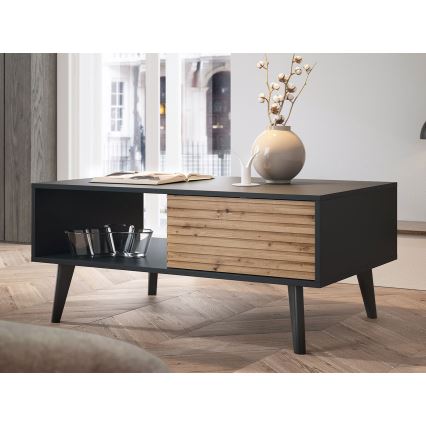 Sohvapöytä WILLOW 46x104 cm musta/artisaanipähkinä