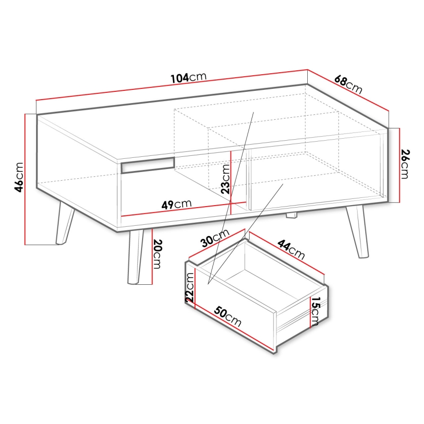 Sohvapöytä WILLOW 46x104 cm musta/artisaanipähkinä
