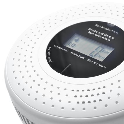 Savuilma- ja hiilimonoksidihälytin LCD-näytöllä 2xAA