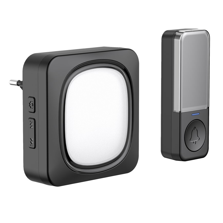 Langaton ovikello LED-valolla 230V IP56 musta