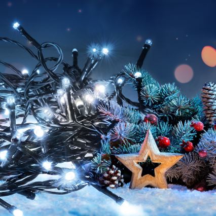 LED-jouluketju 200xLED/8 toimintoa 15m IP44 kylmä valkoinen