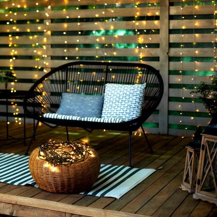 LED-ulkovalosarja 100 LED / 8 toimintoa IP44 13 m lämmin valkoinen