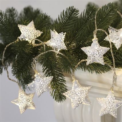 LED jouluvaloketju 10xLED/2xAA 2m lämmin valkoinen