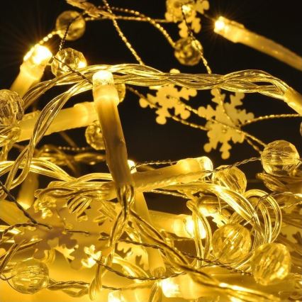 LED-valoketju 20×LED, 2×AA, 2 m, lämmin valkoinen