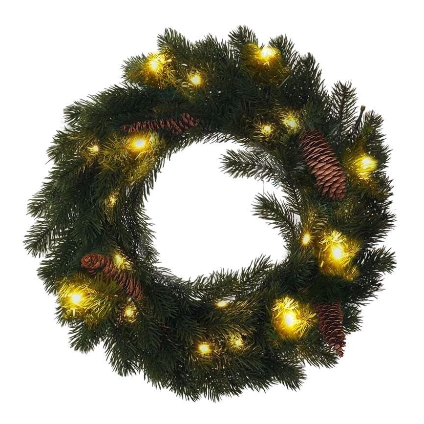 LED-ulkokäyttöinen joulukranssi 15xLED/3xAA IP44