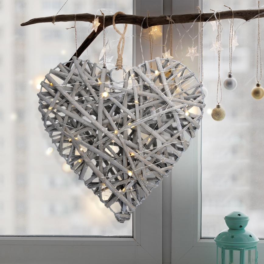 LED Joulukoriste LED/2xAA rottinki