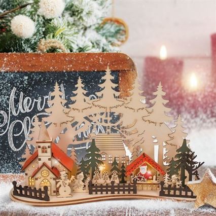 LED Joulukoriste LED/2xAAA pieni kaupunki