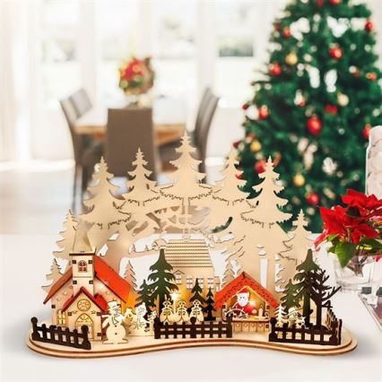 LED Joulukoriste LED/2xAAA pieni kaupunki