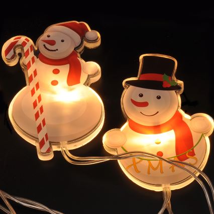 LED-valosarja imukuppeilla 6xLED/2xAA 1,2m lämmin valkoinen, lumiukko