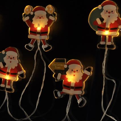 LED-jouluvaloketju imukuppeilla 6xLED/2xAA 1,2m lämmin valkoinen santa