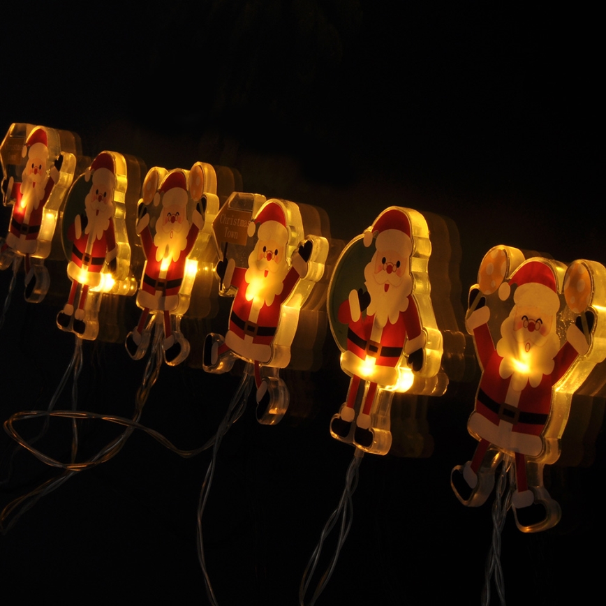 LED-valoketju imukuppeilla 6xLED/2xAA 1,2m lämmin valkoinen Joulupukki