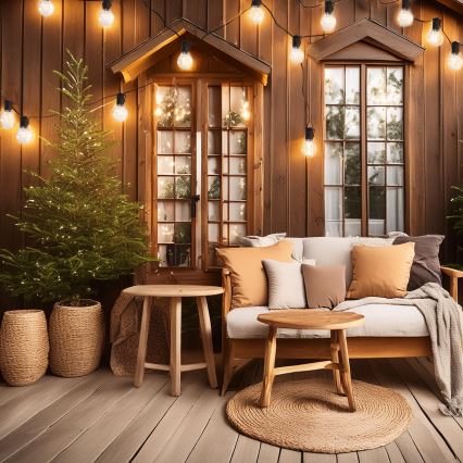 LED koristeketju ulkokäyttöön SEPPELE 10xLED/3xAA 3m IP44 lämpimänvalkoinen