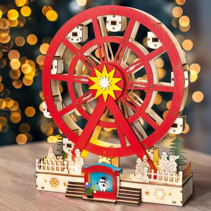 LED-joulukoriste LED/2xAA/lämpimänvalkoinen karuselli