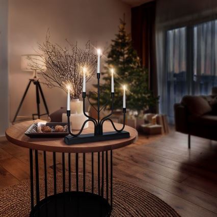 LED-joulukynttelikkö 5xLED/2xAA lämmin valkoinen