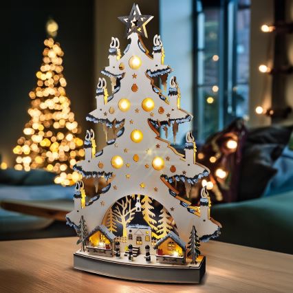 LED-joulukoriste LED/2xAA/lämpimänvalkoinen puu